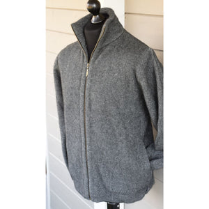Zip Thru Collar Jacket - S / Mid Grey Reissverschluss, sportiv, Uni | Herren-Strickjacke / KORU